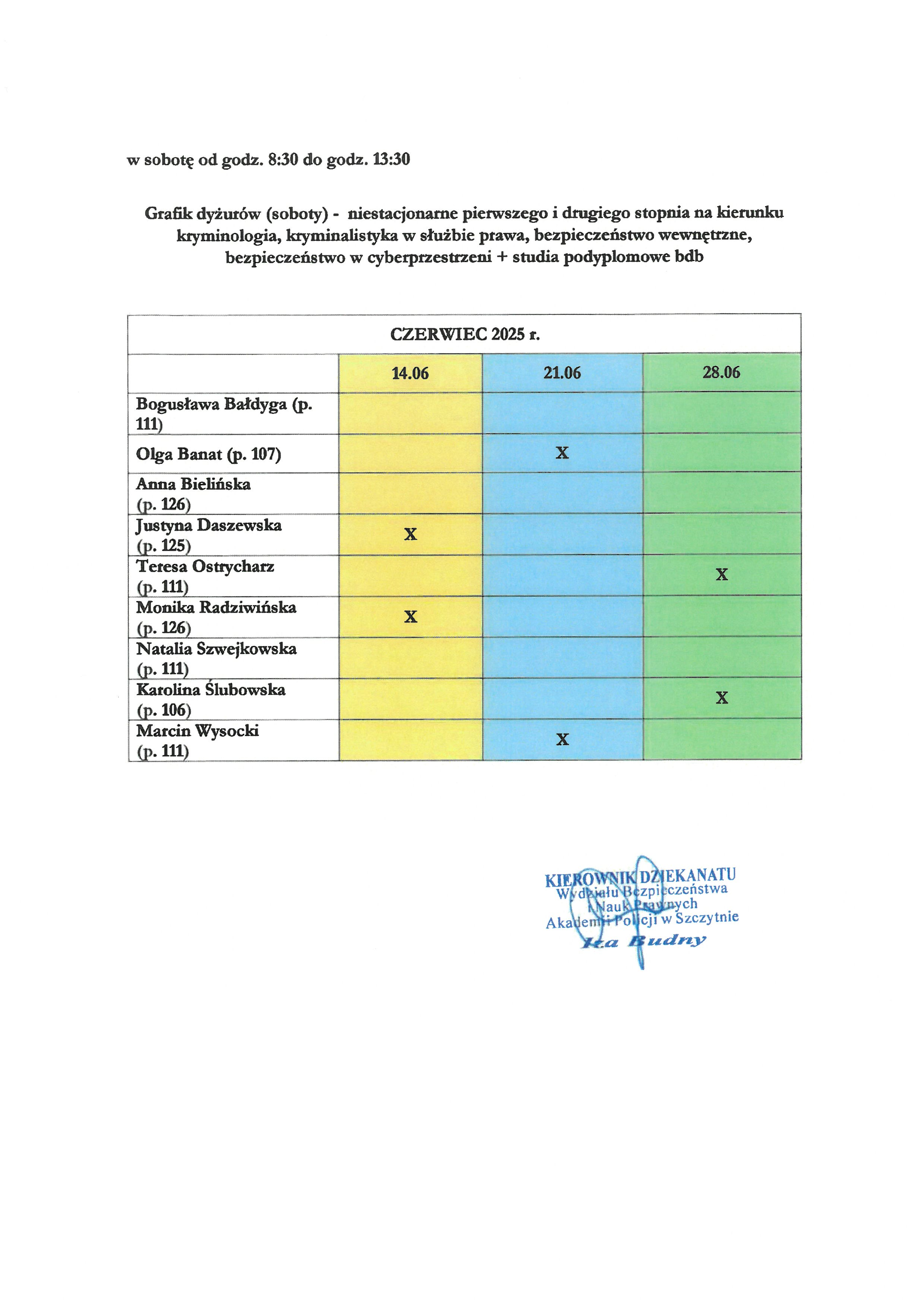 GRAFIK CZERWIEC